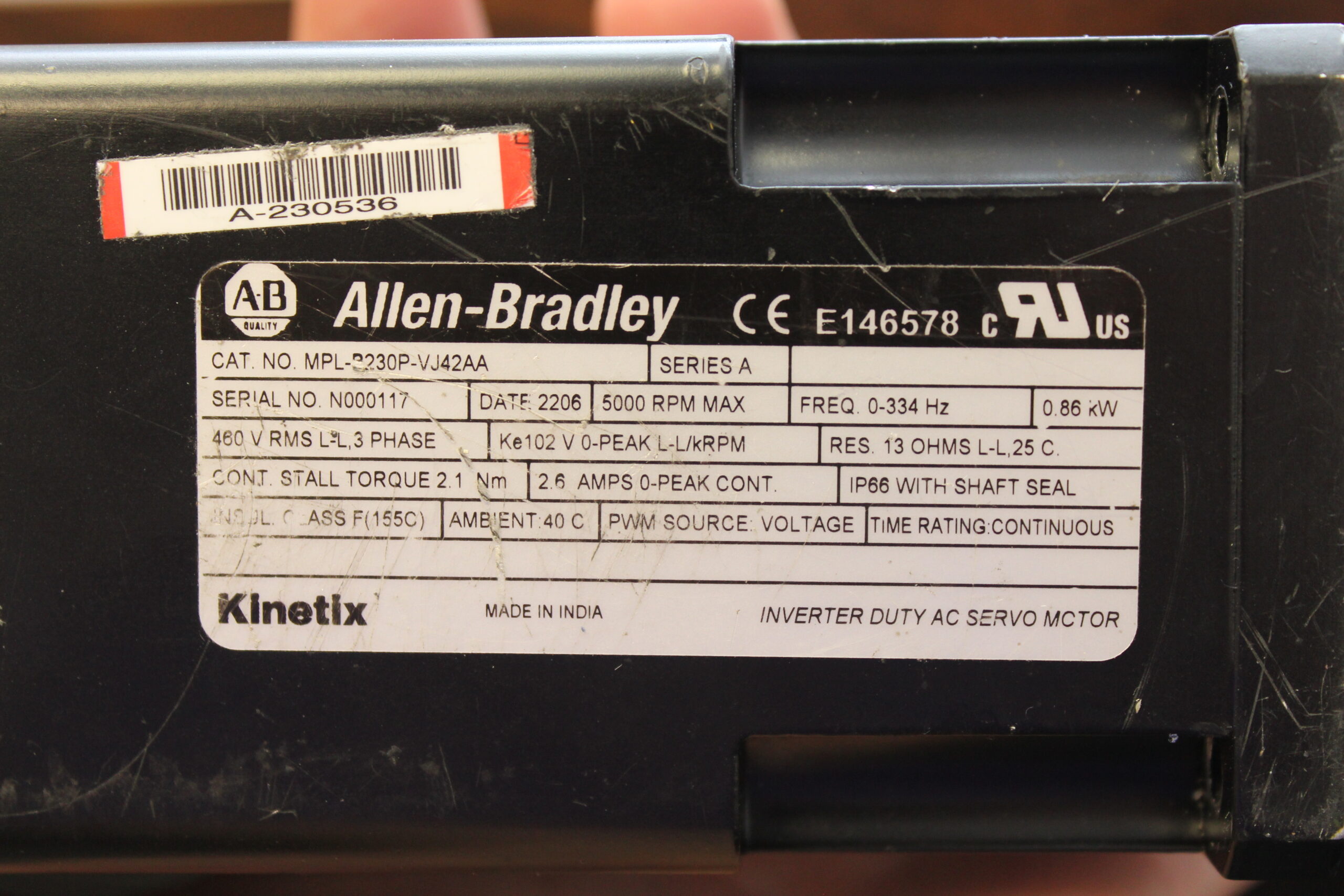 Image of Allen Bradley info panel