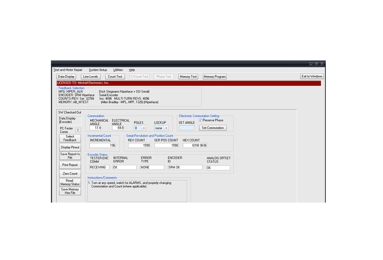 sick stegmann hiperface encoder data display